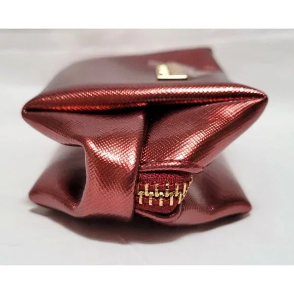 SeneGence LipSense ShadowSense Metallic Burgundy Cosmetic Bag with Gold Keyring - Picture 3 of 7